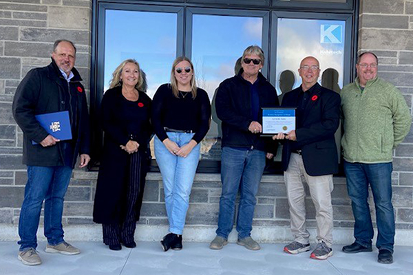 From left: Councillor Mike Hinchberger, Linda Battler, Mercedes Battler, Keith Battler, Mayor Kenneth Craig, and Chris Turcotte from the Kincardine and District Chamber of Commerce.