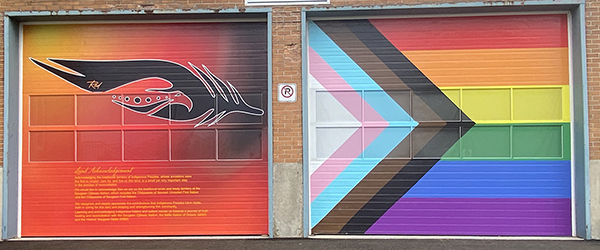 Murals on the garage doors at the Welcome Centre in Kincardine.