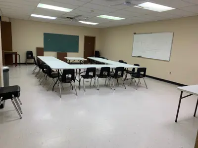 The Huron Room at the Davidson Centre set-up for a meeting.