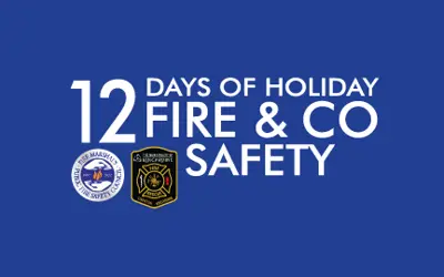 Text: 12 Days of Holiday Fire & CO Safety. Logos for the Fire Marshal's Public Fire Safety Council and Kincardine Fire and Emergency Services.